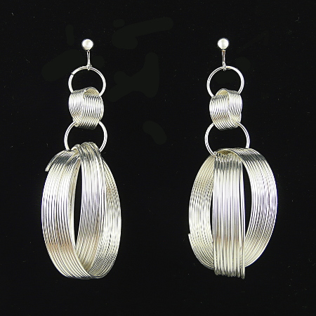 Art Deco Hoops Clip On Earrings - Silver