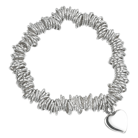Elements Silver Scrunchie Style Heart Bracelet