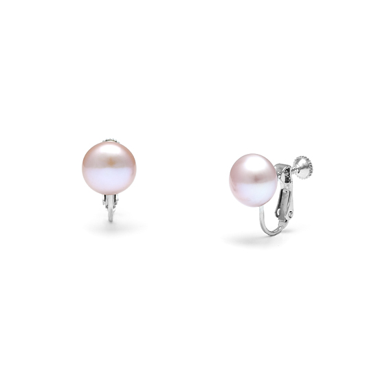 Freshwater Pearl Screw On Earrings - 10.5mm Pink