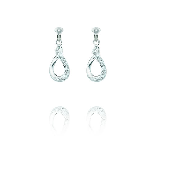 Basics Sterling Silver Diamond Cut Twist Clip On Earrings