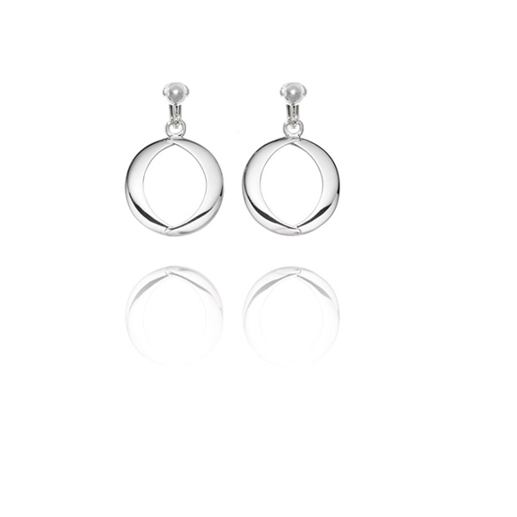 Basics Silver Plated Cut Out Disc Clip On Earrings