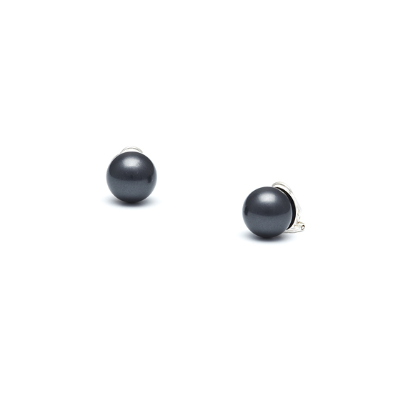 12mm Pearl Stud Clip On Earrings - Black