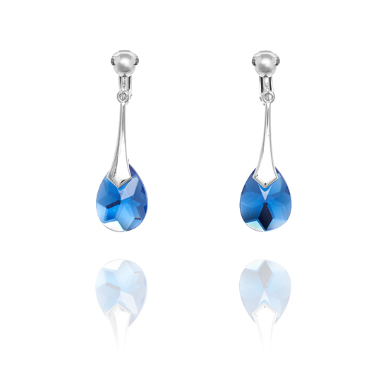 Rodney Holman Petite Blue Crystal Drop Clip On Earrings