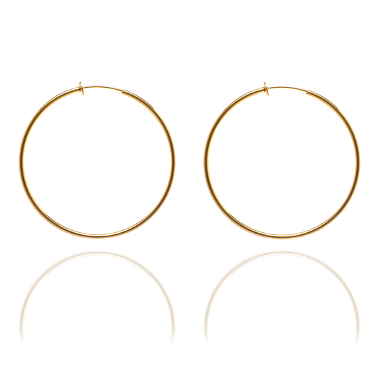 Sexy Spring Loaded Gold Tone Hoops - 5.5cm