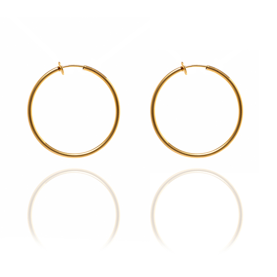 Sexy Spring Loaded Gold Tone Hoops - 2.5cm
