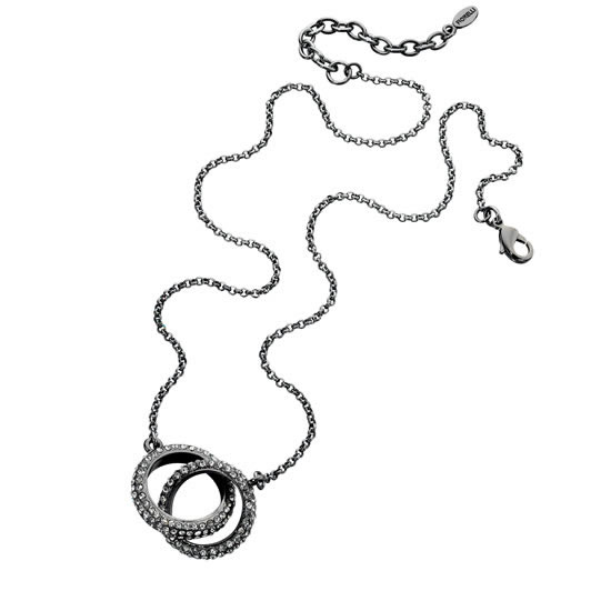 Fiorelli Entwined Crystal Ring Necklace - Gunmetal