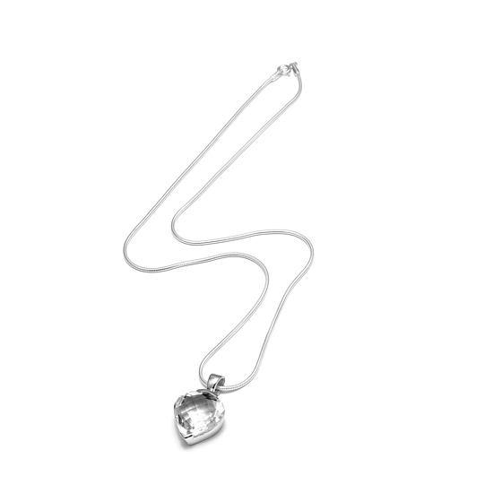 Angel Rocks Heart Shape White Crystal with Silver Necklace