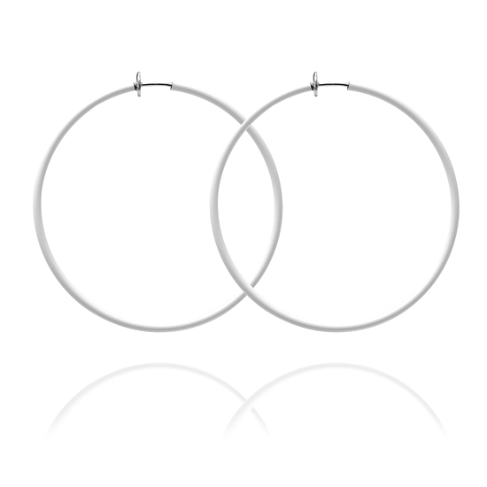 Sexy Spring Loaded Hoops - White 5cm