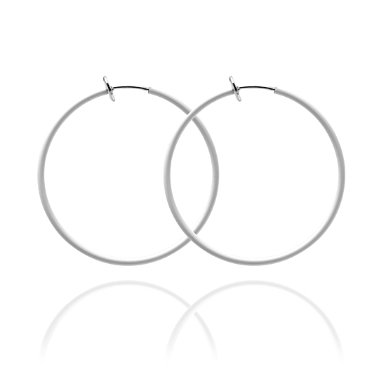 Sexy Spring Loaded Hoops - White 6cm